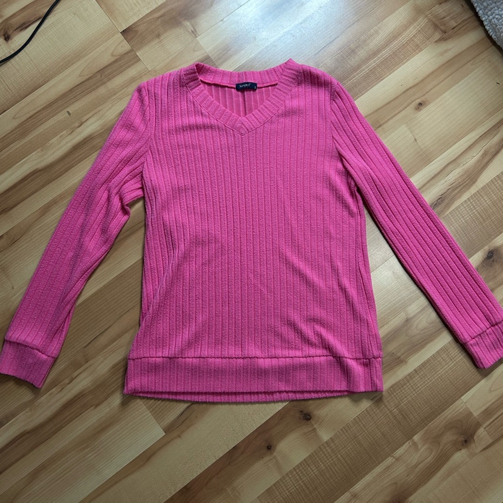 Pink V-Neck Women's Sweater